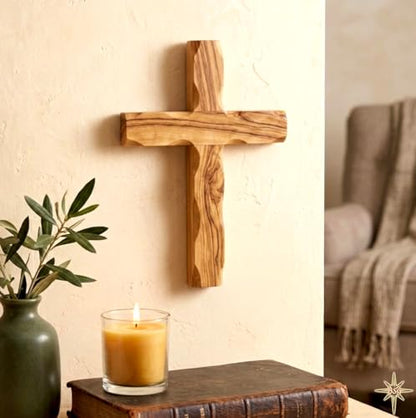 Wall Cross, Wooden Crosses from Bethlehem, Holy Land. Olive Wood Crucifix. Hanging Home Decor. Religious Gift for Godparents, Grandchildren, Kids Room Cross, New House, Christmas and Easter Gifts, - size: 4.5"L x 3"W