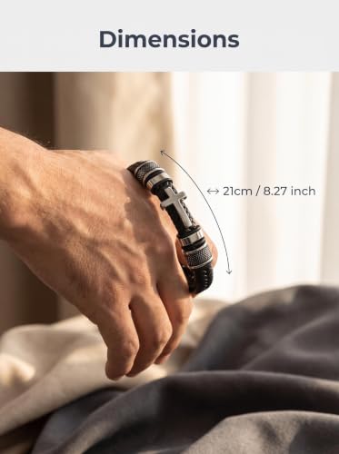 Cross Bracelet,Christian Bracelet for men - color: Silver