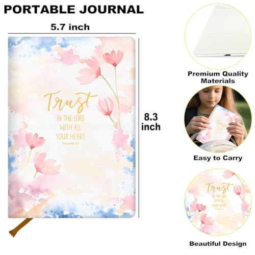 Pink Christian Notebook Bible Verse Lined Journal Notebook for Women Men - color: Multi 1295