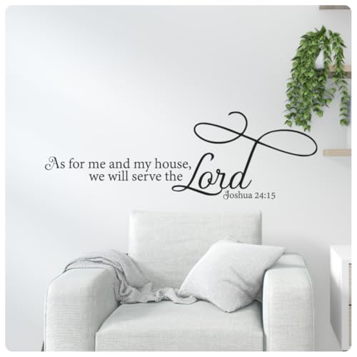 My Vinyl Story - As For Me and My House We Will Serve the Lord Wall Decal - Bible Verse Inspirational Sticker Quote, Christian Vinyl Art Decor for Home Living Room Affirmation, Removable (Black 32x10) - color: Black, size: 31x10 inches