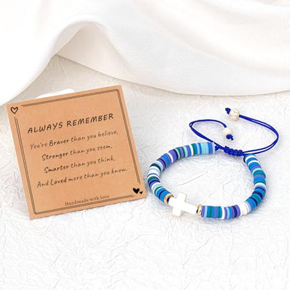 Cute Cross Bracelet Teen Girl Gifts Trendy Stuff Christian Gifts for Kids/Girls/Boys/Teens/Women Jewelry Colorful Jesus Bracelets Christmas Religious Communion Baptism Confirmation Gifts - color: 2-Always Remember C