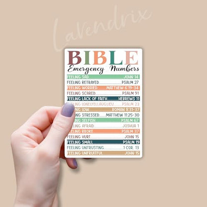 (3Pcs) Bible Emergency Numbers Christian Sticker Inspirational Quotes Bible Verse Jesus Vinyl Decal Stickers for Tumbler Laptop Kindle Water Bottles Book Phone Tablet- Size 3x2