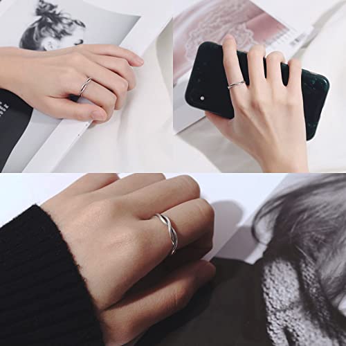 925 Sterling Silver Celtic Knot Open Adjustable Ring for Women Size 4-7 - color: Three line twist