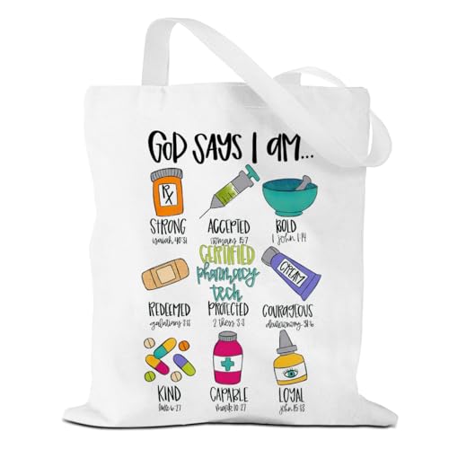 VICBOU Bible Verse Canvas Tote Bag, Inspirational Religious Christian Gifts for Women Men Canvas Tote Reusable Grocery Bags - color: Godsays03
