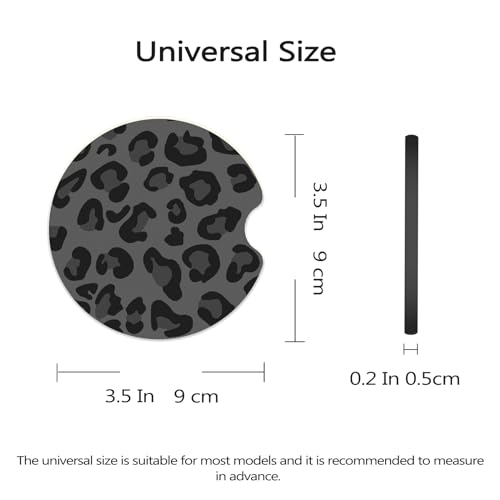 3.5 Inch Car Coasters for Cup Holders - Black Leopard - color: Black Leopard, size: 3.5 inch