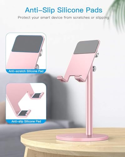OMOTON CA04 Aluminum Tablet Phone Stand, Adjustable Desk Stand Rose Gold - color: rose gold