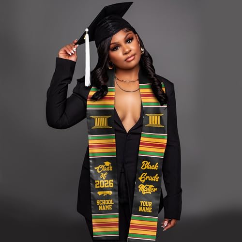 MDPrints Global Kente Graduation Sash 2026, Black Girl Magic Graduation Sash 2026, Class of 2026 Graduation Gift - color: Kente Dk06