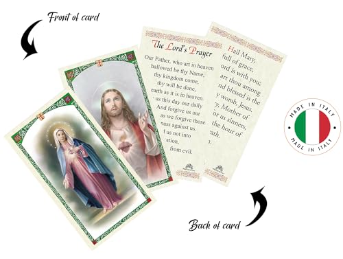 Trendzeen Our Father Prayer Card - Hail Mary Prayer Card - Made in Italy The Lord's Prayer Laminated Catholic Cards Set for Daily Devotion, Personal Reflection - 2 Items Total