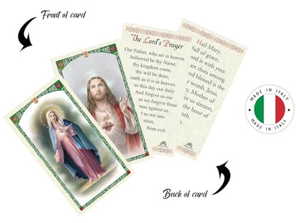 Trendzeen Our Father Prayer Card - Hail Mary Prayer Card - Made in Italy The Lord's Prayer Laminated Catholic Cards Set for Daily Devotion, Personal Reflection - 2 Items Total