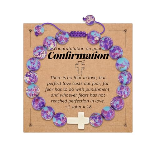 BAYLAY Gifts for Teen Girls Boys, Cross Bracelet for Kids Easter Christian Religious First Communion Baptism Confirmation Gifts for Girls Boys - color: Purple Imperial