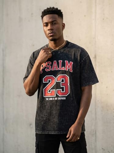 Graphic Tees Summer Women Men Cotton Novelty Oversized Crew Neck Psalm of Bible Christian - color: Black, size: Large