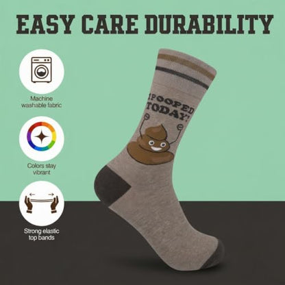 FUNATIC Socks with Funny and Profane Sayings, Sarcastic Gift for Men Women - color: I Pooped Today!