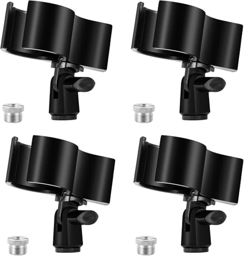 BILIONE Large Microphone Clip for Mics with Outer Diameter 1.26" to 2.3" - color: black, size: 4 Pack