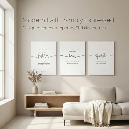 Christian Wall Art Set of 3 Minimalist Bible Verse Posters, 11x14 Unframed