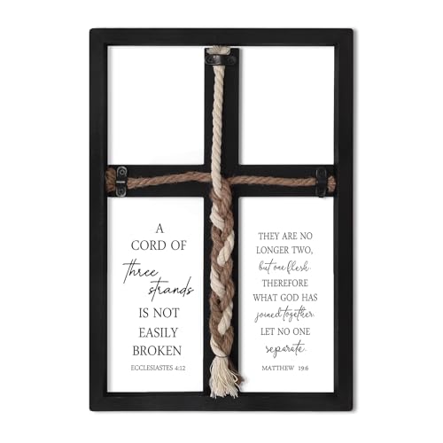 Surfapans A Cord of Three Strands Wedding Ceremony Wall Decor, Black - color: Black Cross, size: 15"L x 10"W