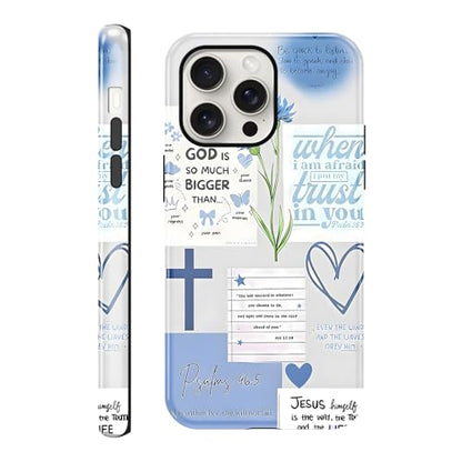 Cute Blue Jesus Christian Phone Case for iPhone 15 Pro Max 6.7'' - color: Blue, size: iPhone 15 Pro Max