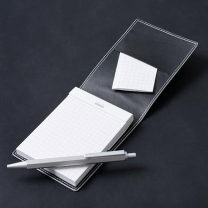 Rhodia cfmtpu11setbk Metallic PU Leather Ballpoint Pen Script Set, Black (Block Rodia No. 11 A7 Notepad, 80 Pieces, 0.2 inch (5 mm) Square) - color: Black, style: Script Ballpoint Pen Set