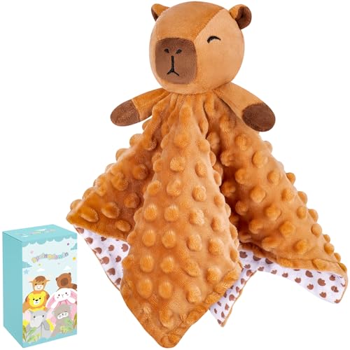 Loveys for Babies, Brown Capybara Baby Security Blankets - color: Brown Capybara