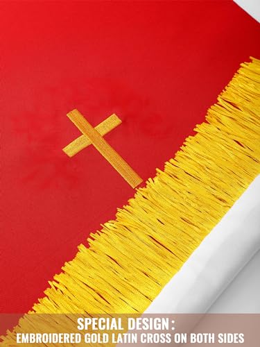 Cutecrop 3 Set Parament Table Runner Altar Cloth Red and White - color: Red and White