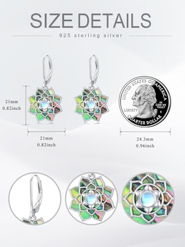 Dorunmo 925 Sterling Silver Mustard Seeds Dangle Earrings for Women Mountains Earrings Hypoallergenic Christmas Jewelry Gifts for Women - style: Lotus