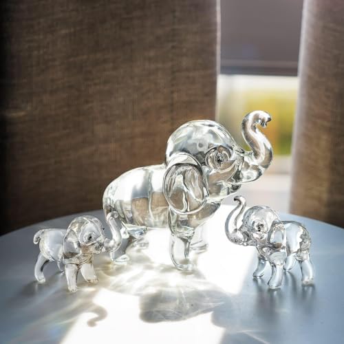 3pcs Crystal Elephant Figurines Collectible Art Glass Animals Paperweight - style: Elephant-3pcs