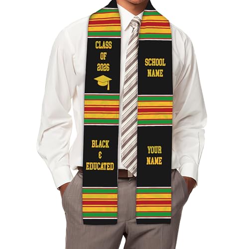 MDPrints Global Kente Graduation Sash 2026, Black Girl Magic Graduation Sash 2026, Class of 2026 Graduation Gift - color: Kente Dk07