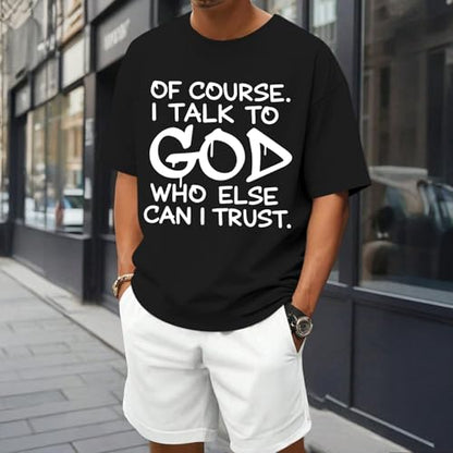 Fkatuzi Christian Jesus God Shirts for Men Religious Faith Bible Verse T Shirt Oversized Graphic Tee Cotton Streetwear Tops - color: Black, size: X-Large