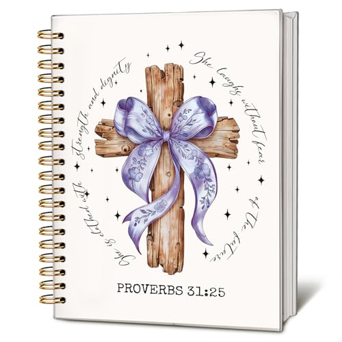Coquette Purple Bow Church Notes Notebook for Note Taking - color: Proverbs 31:25 - purple