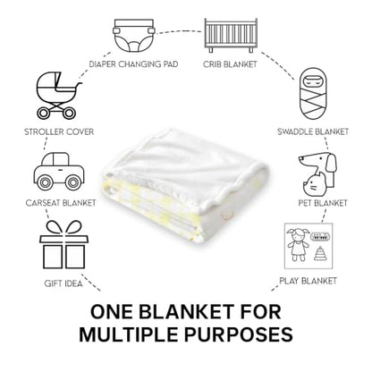 Personalized Birthday Goose Blanket, Yellow Plaid Baby Throw Gift - color: #Ver14