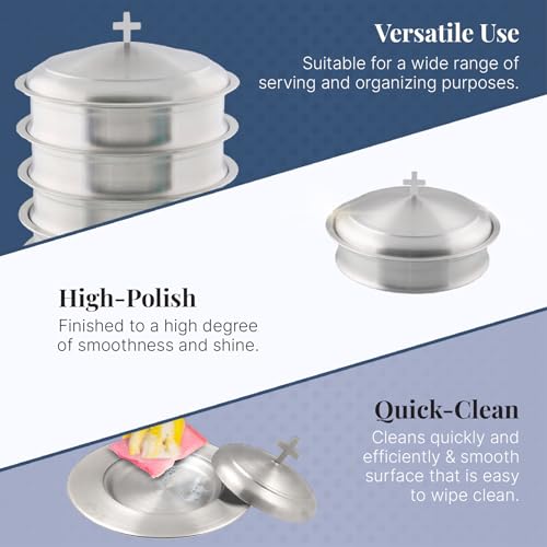 Communion Set for Church - One Communion Tray & One Bread Plate with Lid - color: Satin (Matte) Finish