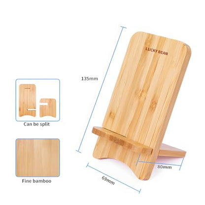 LUCKY BEAN Wood Phone Stand, Desktop Wooden Phone Holder, Portable Phone Stand for Desk, Compatible with iPhone & All Cell Phones (Bamboo) - color: Bamboo