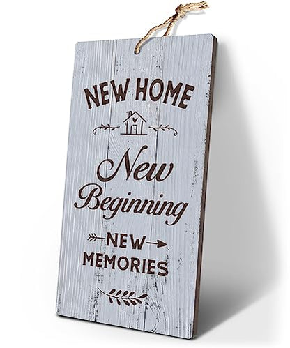 YZEXEZY New Home New Beginning Sign 12"x6" House Warming Gifts for Couple Home Owners House Wall Decor - style: New Home New Beginning