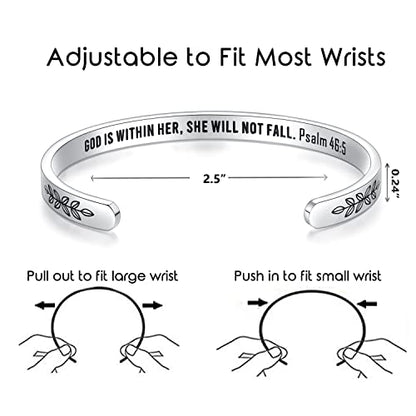 TONY & SANDY Cuff Bracelets for Women Teen Girls Best Friend Sister Mom Daughter Granddaughter Easter Birthday Mother's Day Christmas Stocking Stuffers for Teen Girls Women Jewelry - style: 1 - Christian Gifts - God is within her, she will not fall