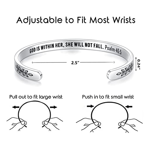 TONY & SANDY Cuff Bracelets for Women Teen Girls Best Friend Sister Mom Daughter Granddaughter Easter Birthday Mother's Day Christmas Stocking Stuffers for Teen Girls Women Jewelry - style: 1 - Christian Gifts - God is within her, she will not fall