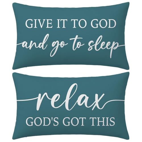 Decorative Throw Pillow Covers 12x20 Inch Set of 2 – Dusty Teal - color: Dusty Teal