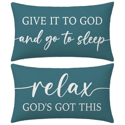 Decorative Throw Pillow Covers 12x20 Inch Set of 2 – Dusty Teal - color: Dusty Teal