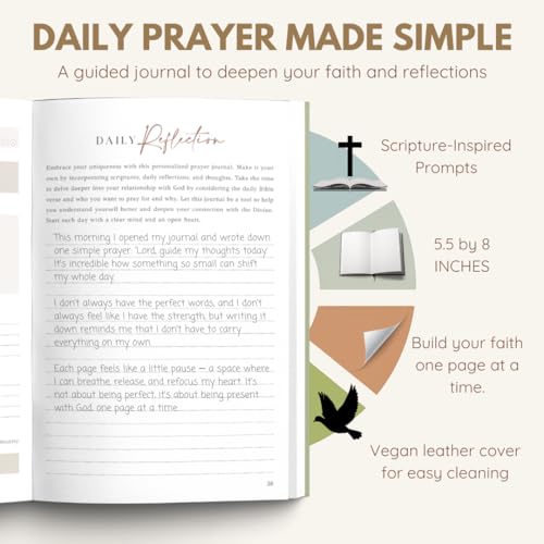 Daily Prayer Journal with Prompts | 90-Day Guided Devotional & Scripture Reflection | Bible Study and Spiritual Growth Tracker | Undated Faith Planner, 5.5x8" - Mauve Pink - color: Pink