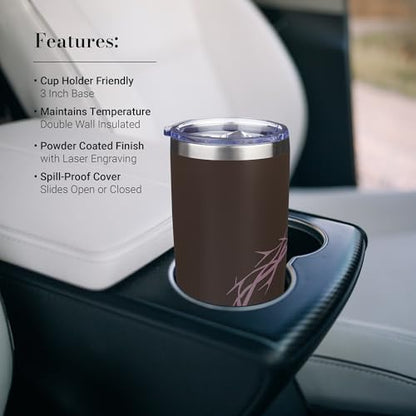 Christian Art Gifts Large Insulated Stainless Steel Travel Mug: Amazing Grace Crown of Thorns Design, Leak-Proof Retractable Lid, All Day Hot/Cold, Brown, 18 oz. - color: Brown Crown of Thorns/Amazing Grace