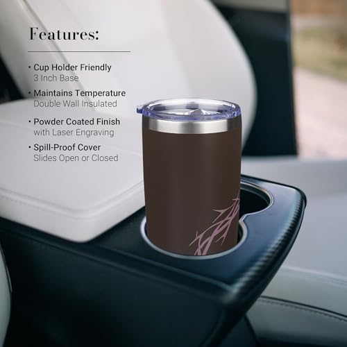 Christian Art Gifts Large Insulated Stainless Steel Travel Mug: Amazing Grace Crown of Thorns Design, Leak-Proof Retractable Lid, All Day Hot/Cold, Brown, 18 oz. - color: Brown Crown of Thorns/Amazing Grace