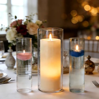 Glass Cylinder Vase,10 Pack Glass Vases,Hurricane Floating Candle - size: Smooth Set-10PCS