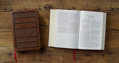 ESV Giant Print Personal Size Bible, Red Letter (TruTone, Brown, Engraved Mantel Design): Holy Bible, English Standard Version