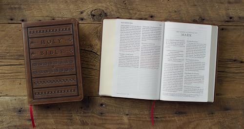 ESV Giant Print Personal Size Bible, Red Letter (TruTone, Brown, Engraved Mantel Design): Holy Bible, English Standard Version