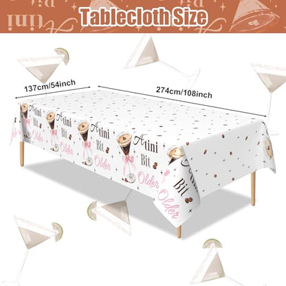 3 Pcs Espresso Martini Tablecloths, Disposable A Tini Bit Older Table Cover - color: Espresso Martini