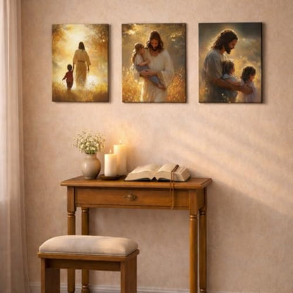 Jesus with Children Canvas Wall Art, 3 Piece Gallery Wrapped Set, 12x16 - color: Jesus With Children Set, size: 16"L x 12"W