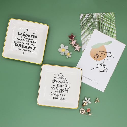 She Is Clothed in Strength Proverbs 31:25 Jewelry Tray Ring Holder Dish - style: She is Clothed