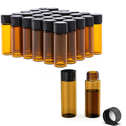 FOUR E'S SCIENTIFIC 1 Dram Amber Glass Vials, 4ml Sample Vials 100 Pack - size: 4ml Amber