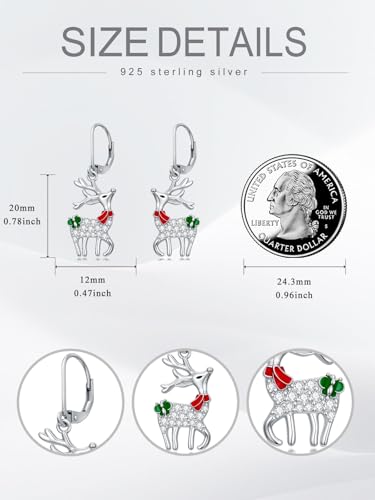 Dorunmo 925 Sterling Silver Dangle Drop Earrings for Women Holiday Earrings Hypoallergenic Halloween Christmas Jewelry Festival Gifts for Women - style: Christmas-Reindeer-02