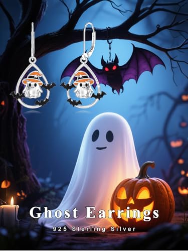 Dorunmo 925 Sterling Silver Dangle Drop Earrings for Women Holiday Earrings Hypoallergenic Halloween Christmas Jewelry Festival Gifts for Women - style: Halloween-Ghost-01