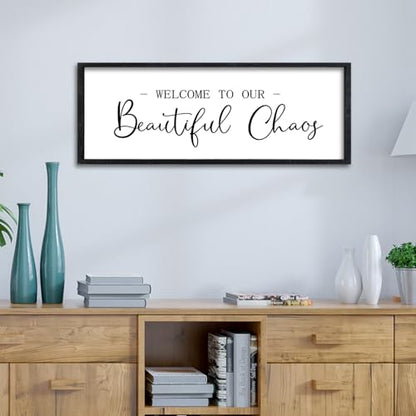 Surfapans Welcome To Our Beautiful Chaos Sign 32"×12" Black - color: Welcome To Our Beautiful Chaos（Black), size: 32"L x 12"W