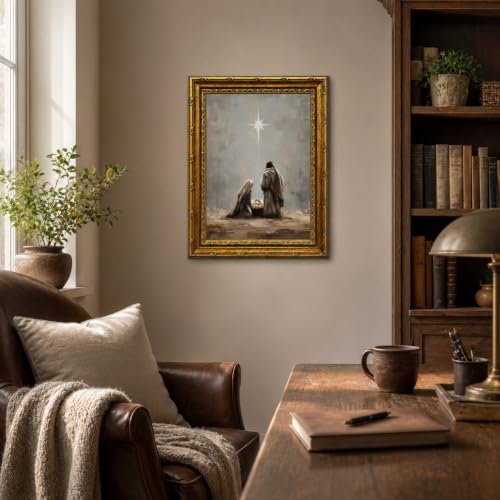 Nativity Scene Canvas Wall Art Framed Christian Rustic Artwork 10x8 Inch - color: Nativity Scene Canvas 25, size: 10"L x 8"W